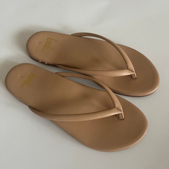 NEW Beek 'Sunbeam' Women's US 5 Flip Flop Sandal Nude Leather Minimalistic - Picture 5 of 9
